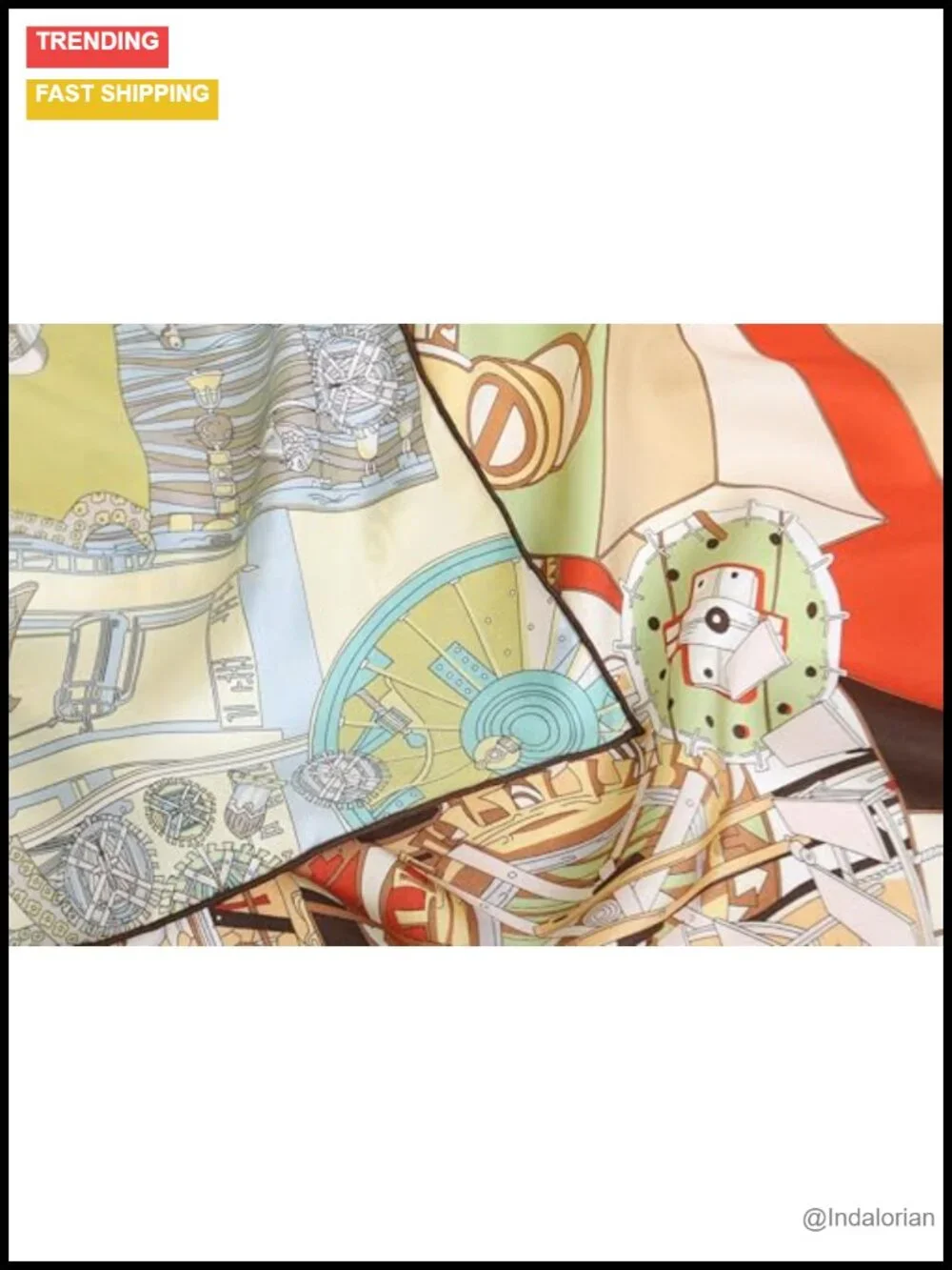 100% Silk Twill Scarf - 35x35 Large Double-Sided Hand Rolled
